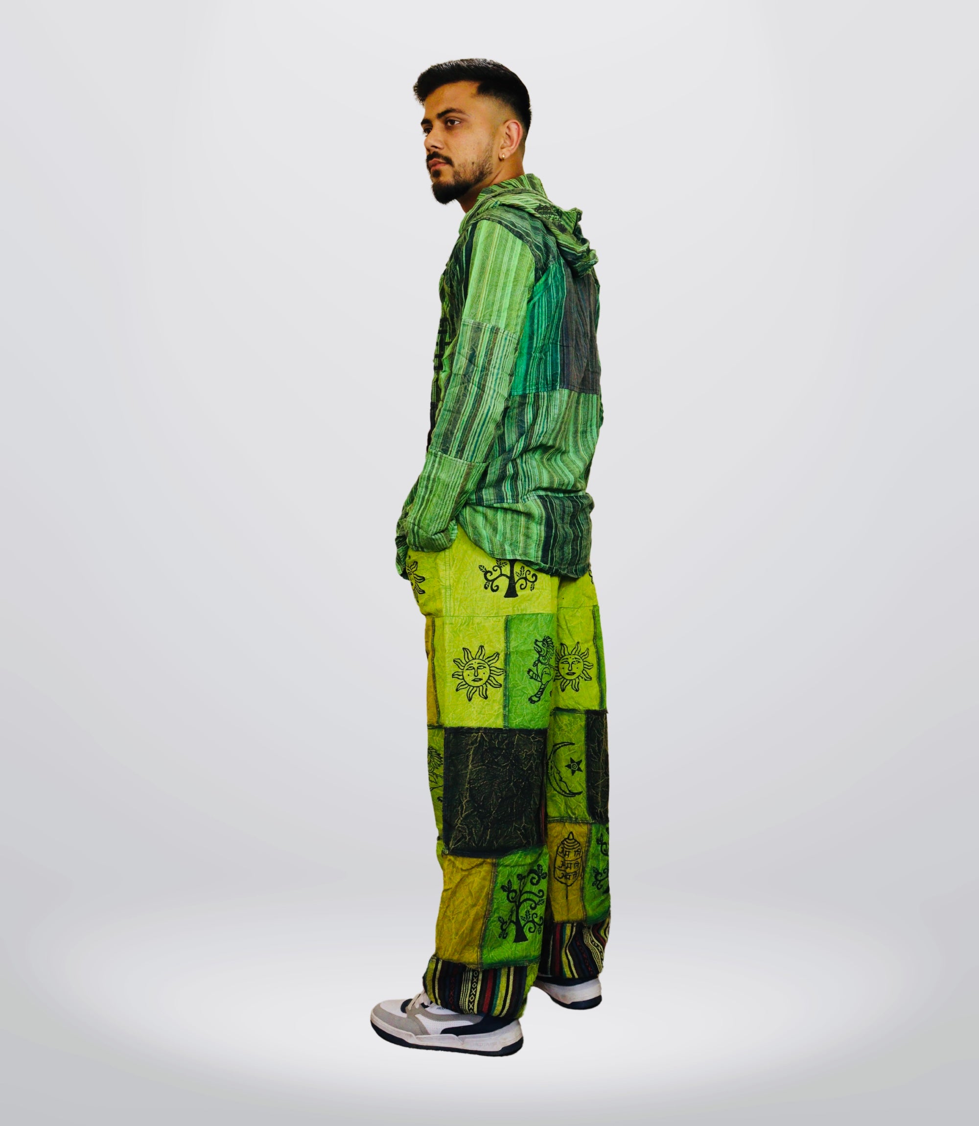 Boho Tribal Hoodie-Pant - Green