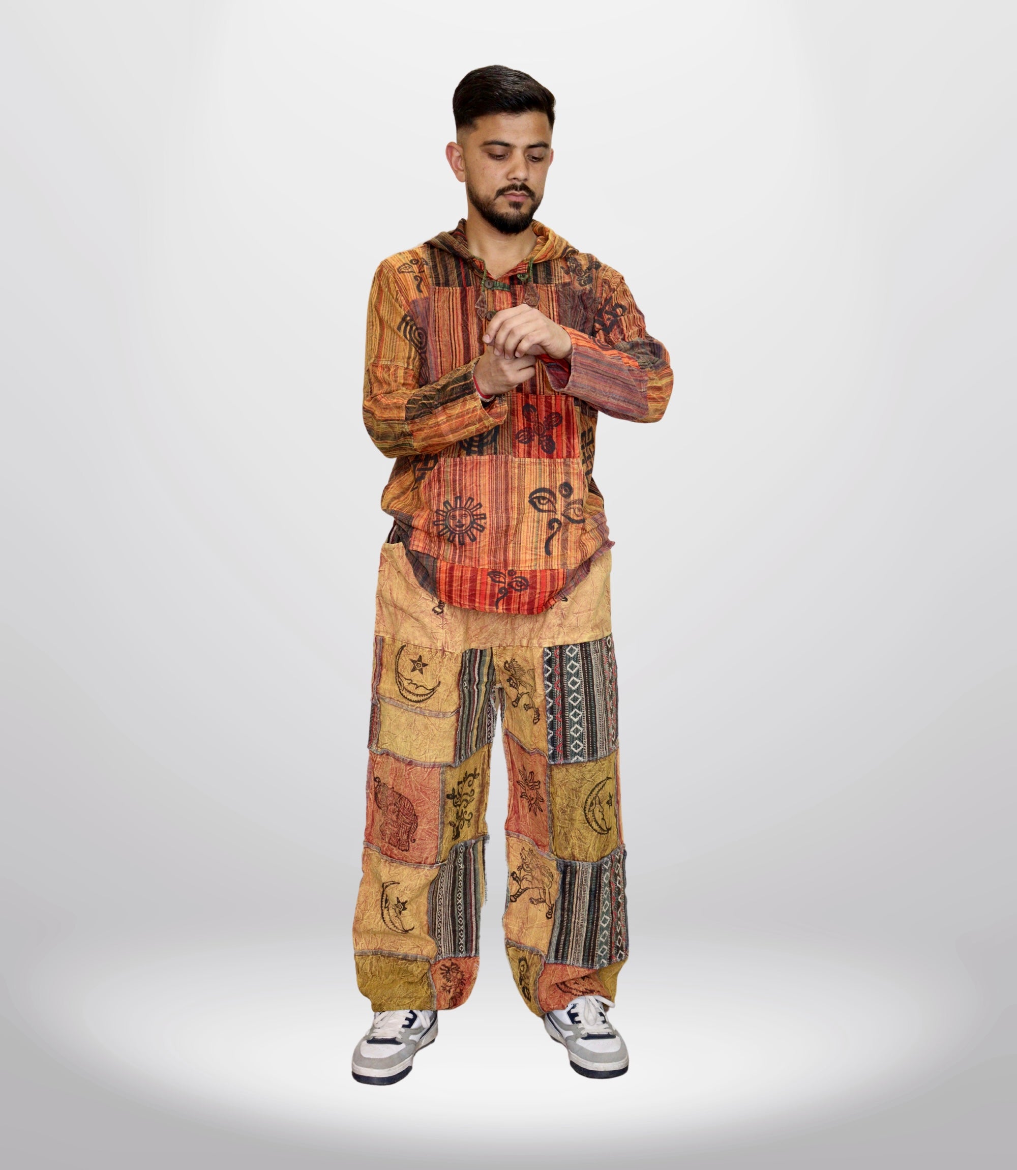 Boho Tribal Hoodie-Pants-Mustard