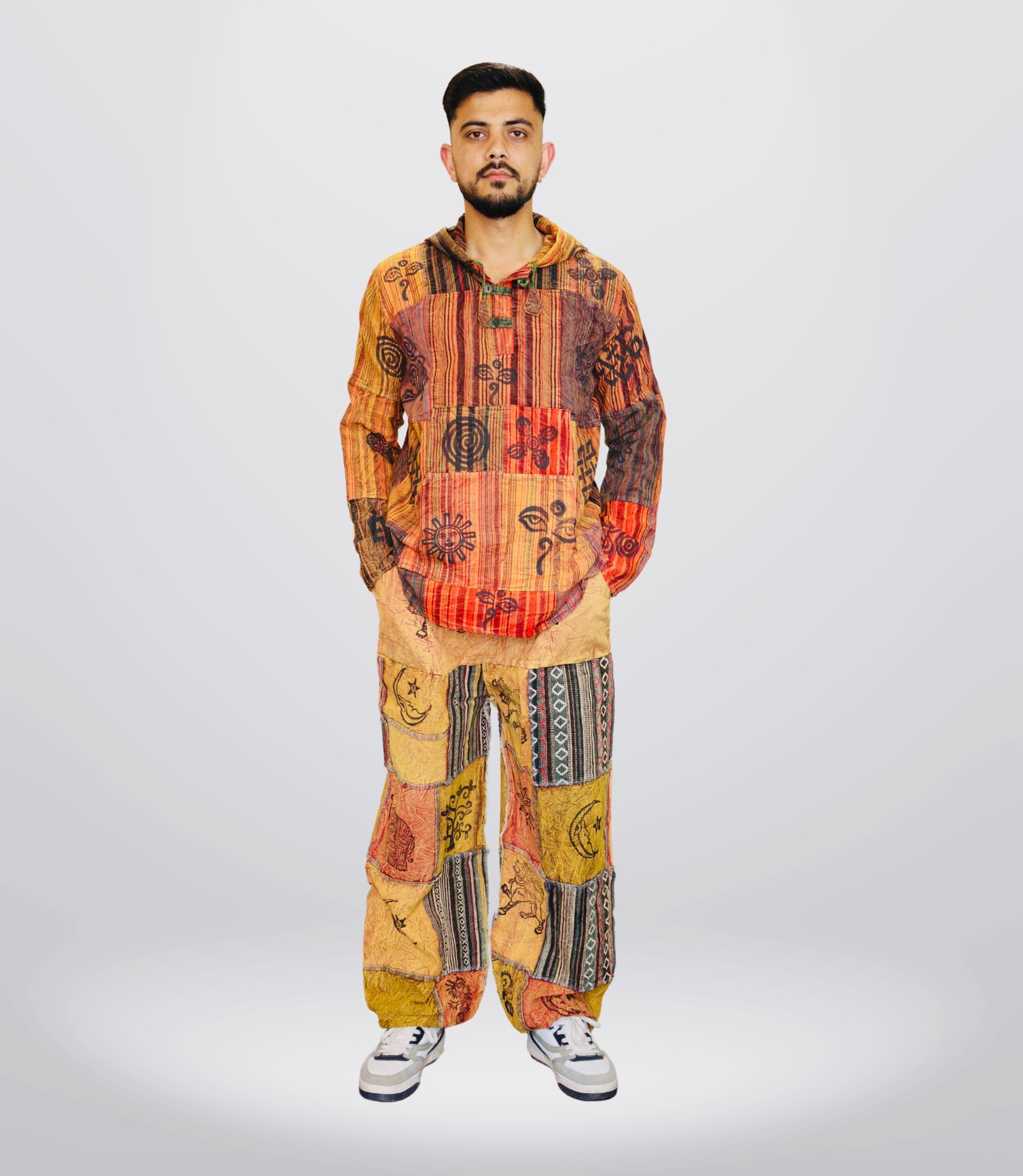 Boho Tribal Hoodie-Pants-Mustard
