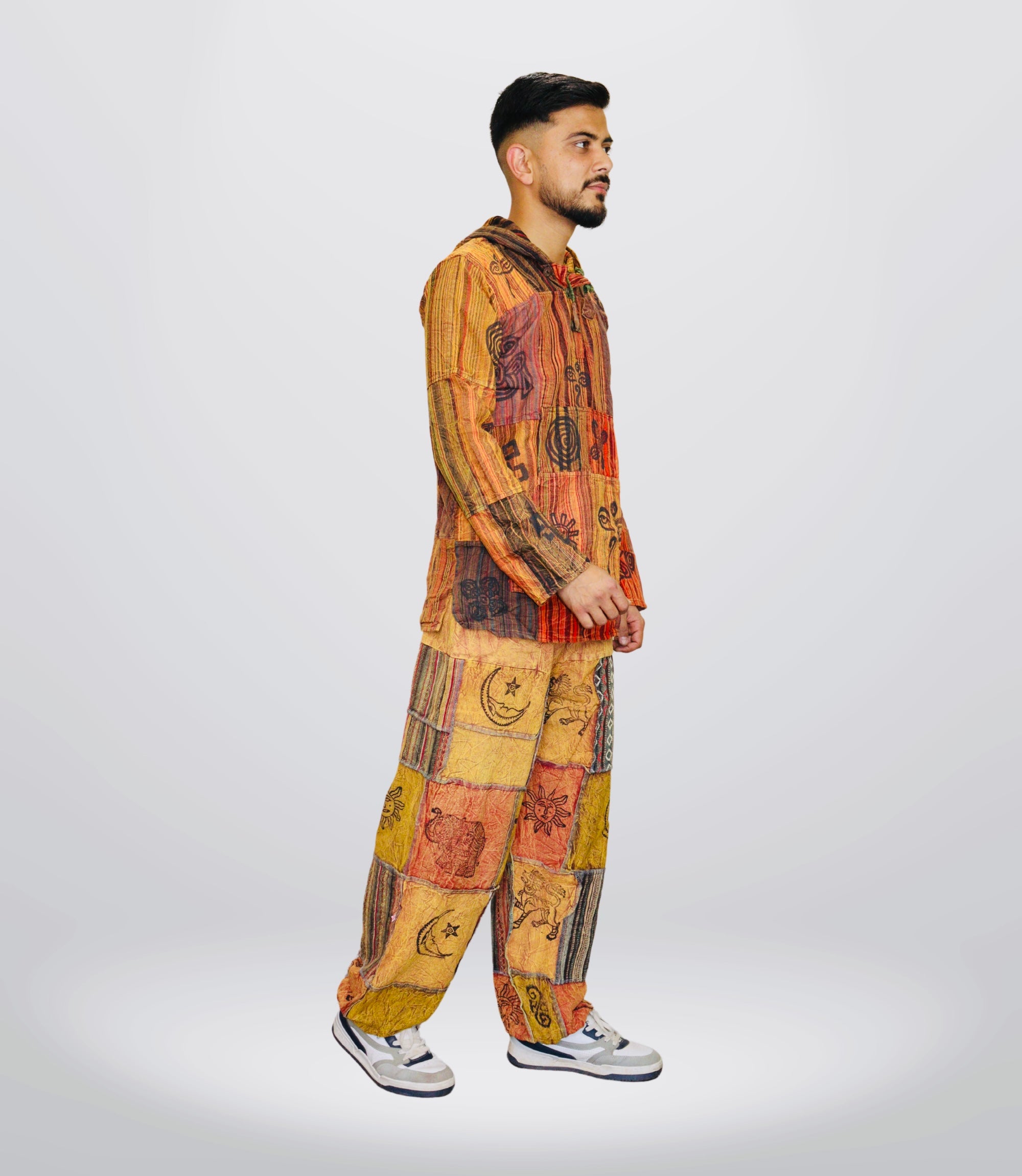 Boho Tribal Hoodie-Pants-Mustard