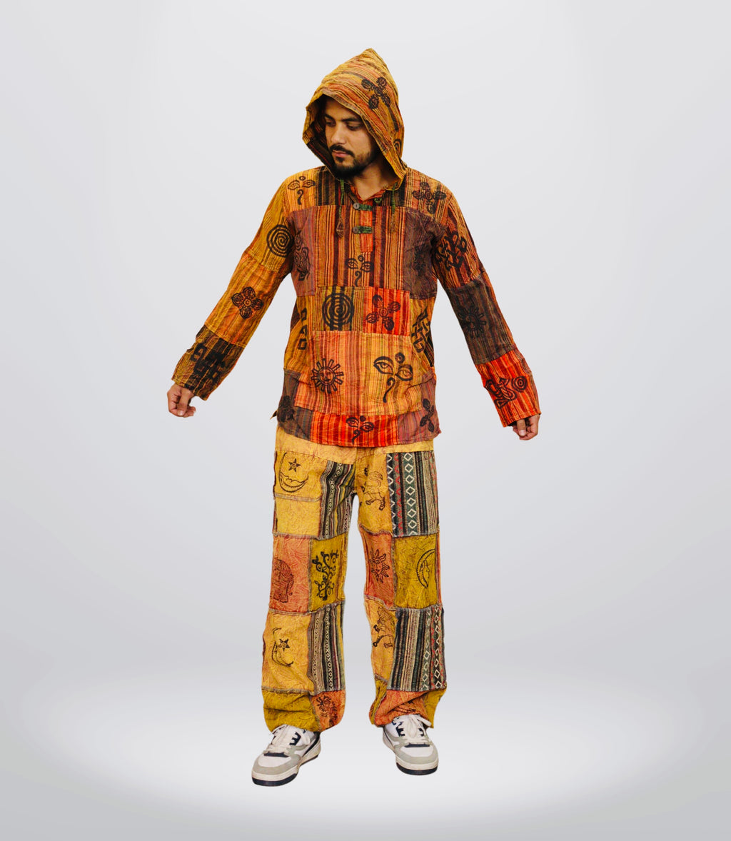 Boho Tribal Hoodie-Pants-Mustard