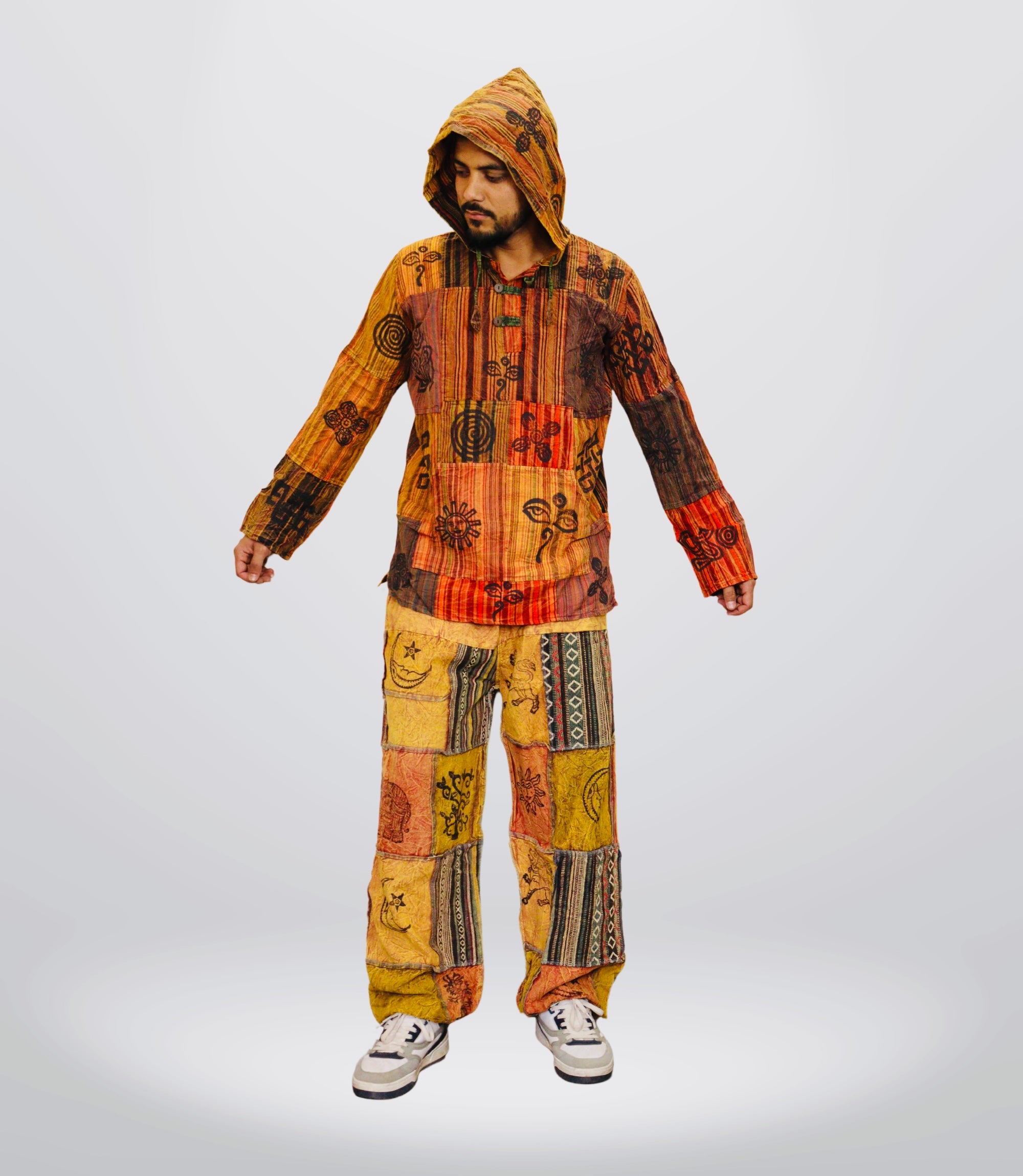 Boho Tribal Hoodie-Pants-Mustard