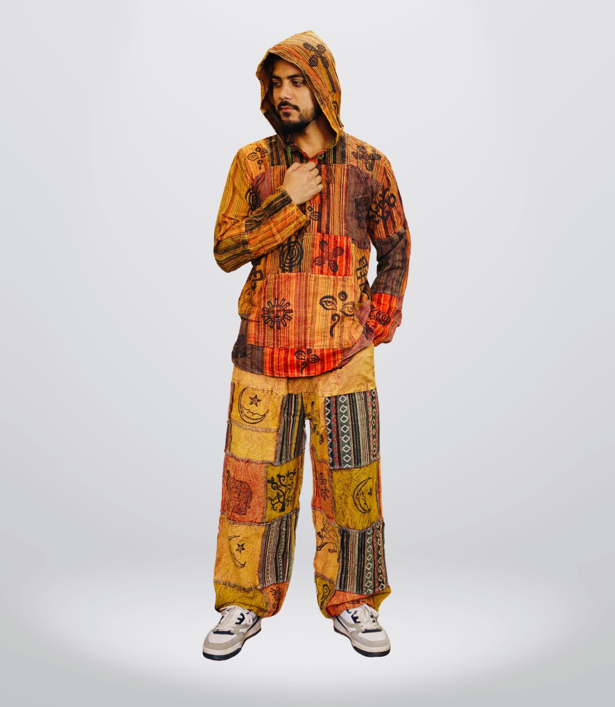 Boho Tribal Hoodie-Pants-Mustard