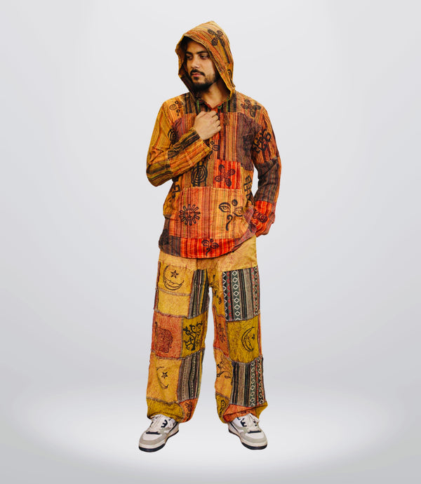 Boho Tribal Hoodie-Pants-Mustard