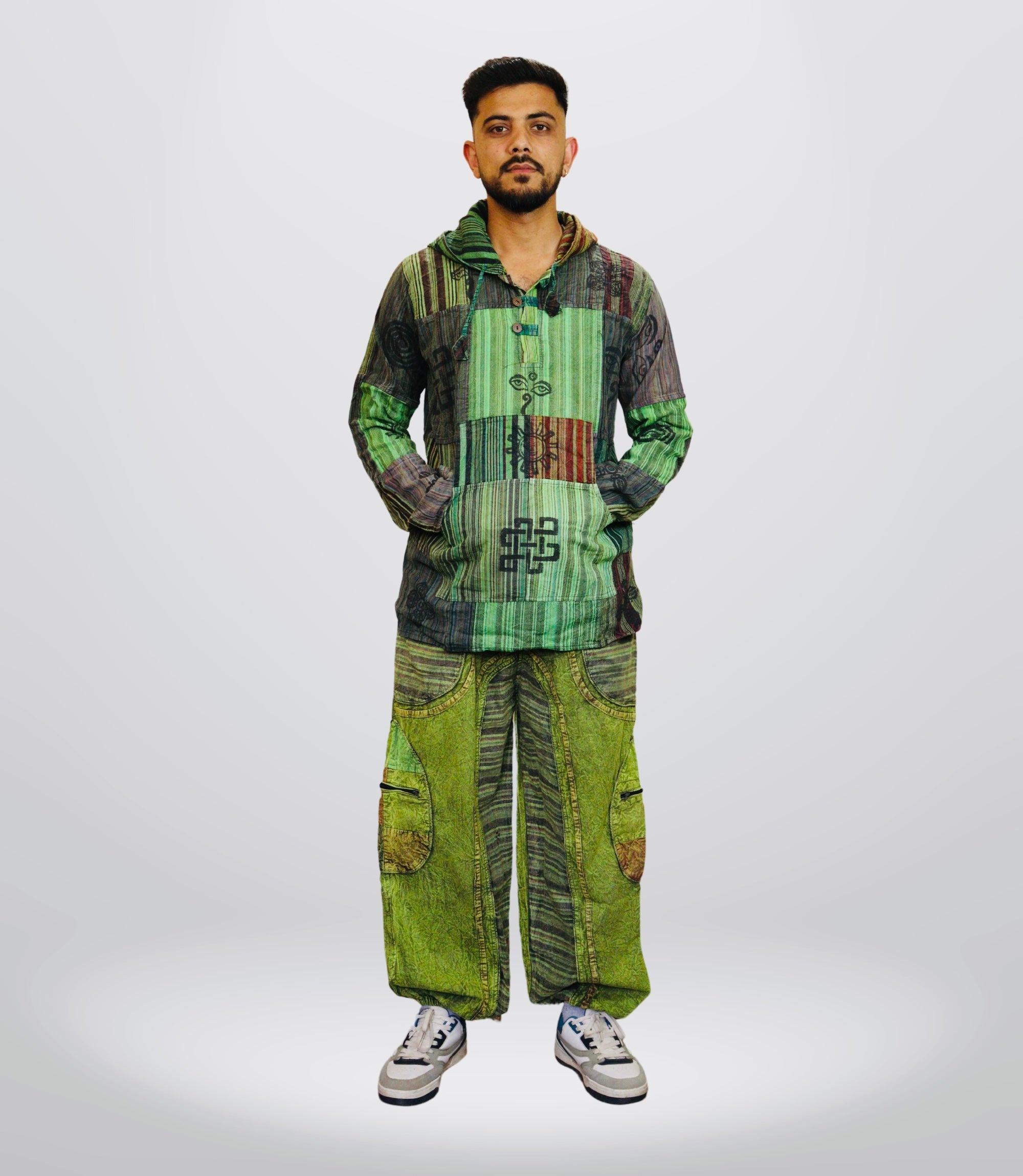 Boho Tribal Hoodie-Pants – Forest Green