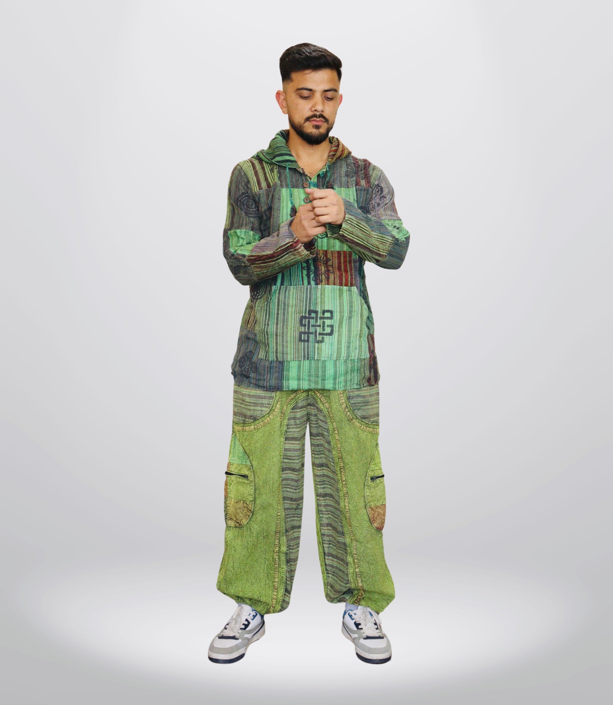 Boho Tribal Hoodie-Pants – Forest Green