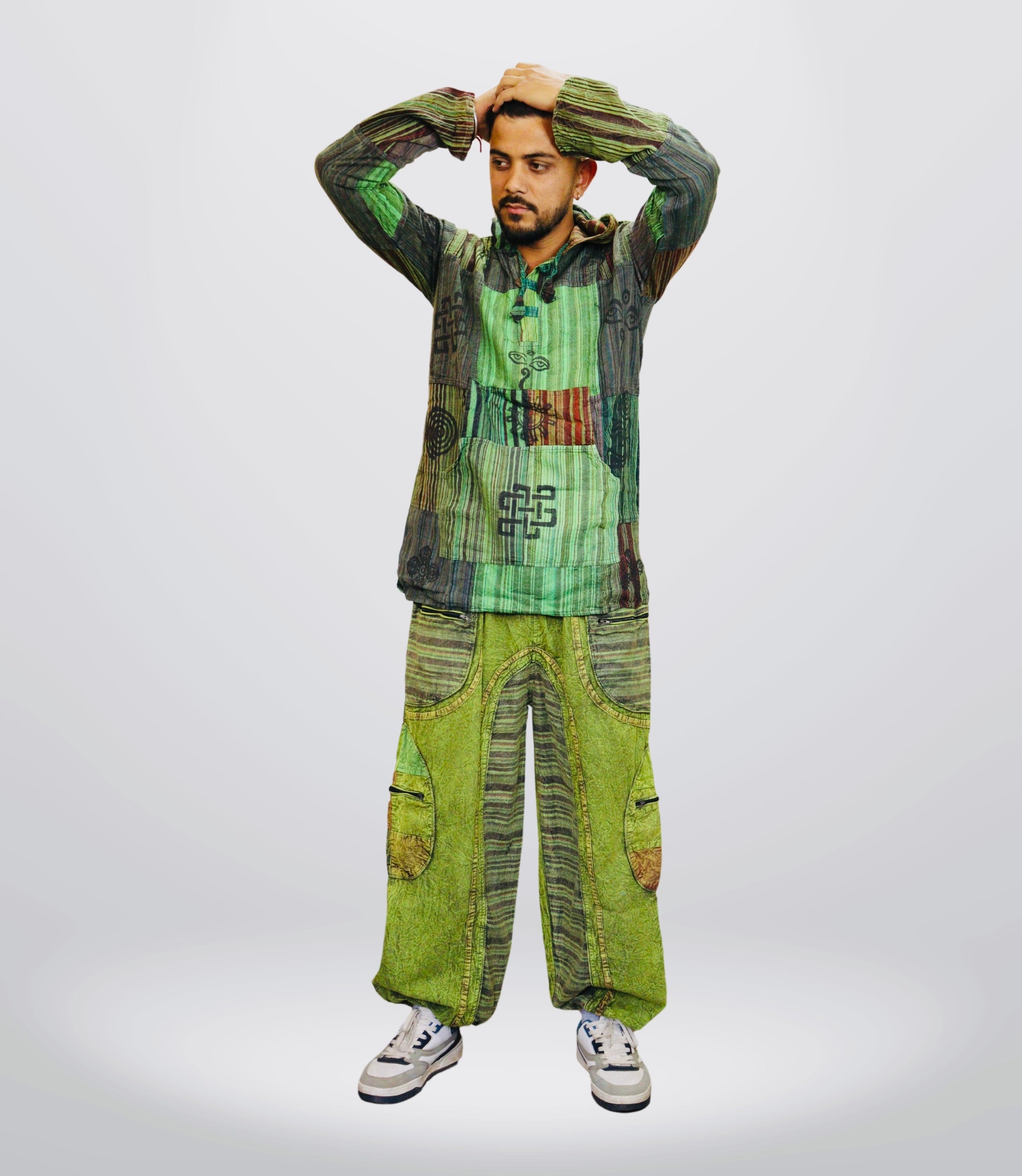 Boho Tribal Hoodie-Pants – Forest Green