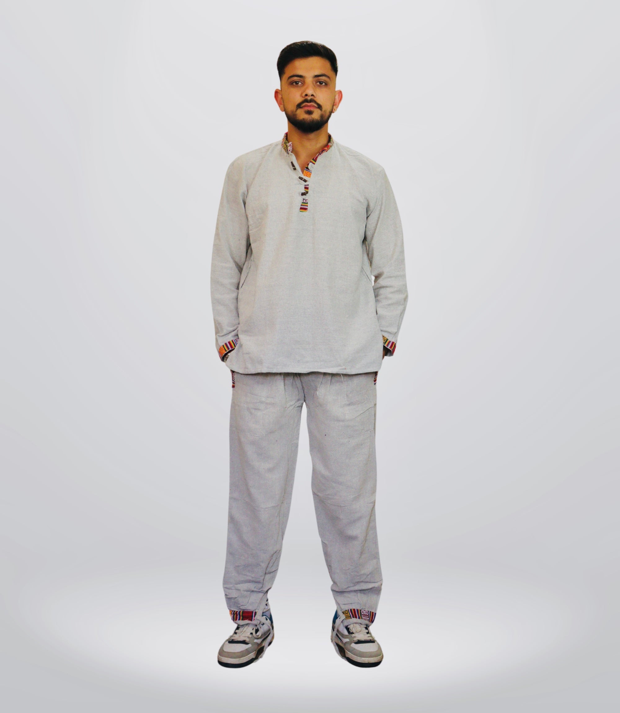 Himachali Cotton Kurta - Pajama - Grey