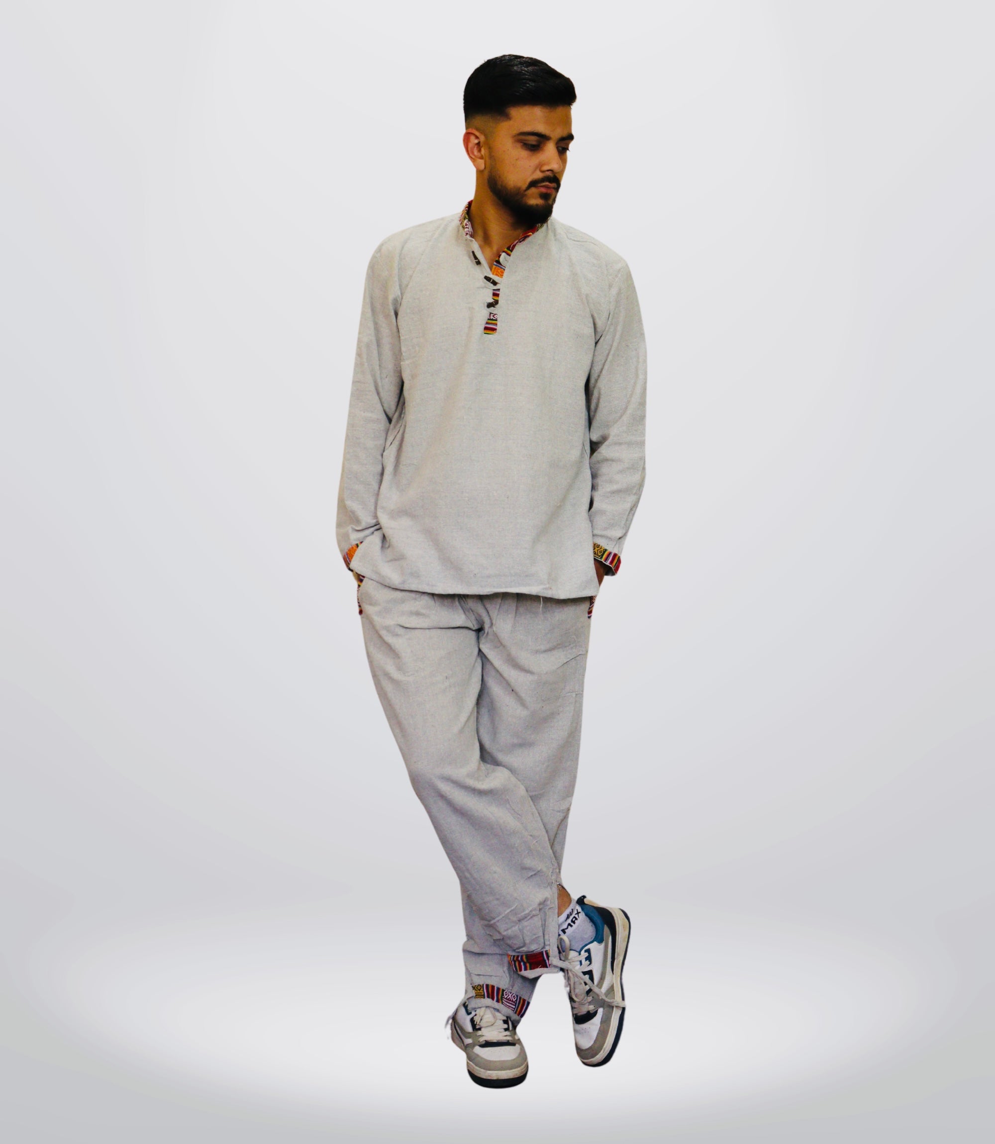 Himachali Cotton Kurta - Pajama - Grey