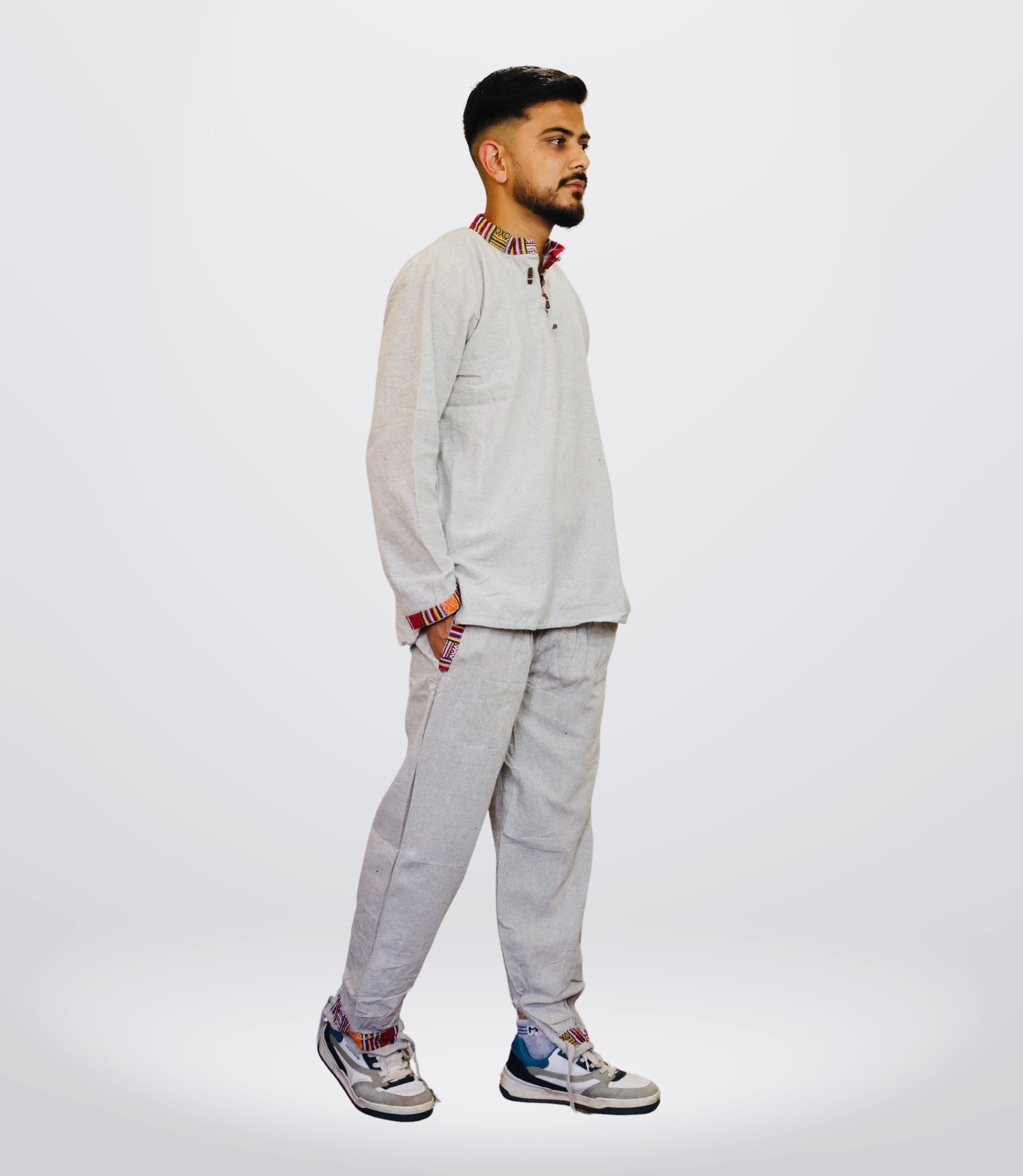Himachali Cotton Kurta - Pajama - Grey