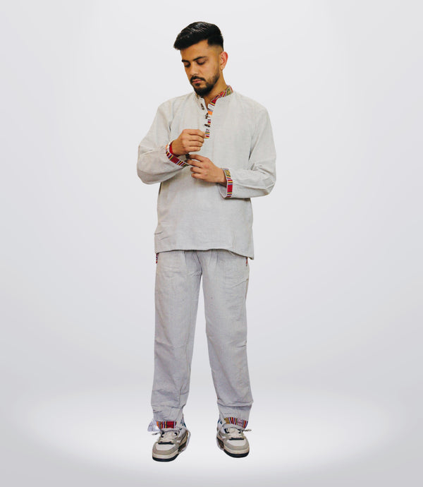 Himachali Cotton Kurta - Pajama - Grey