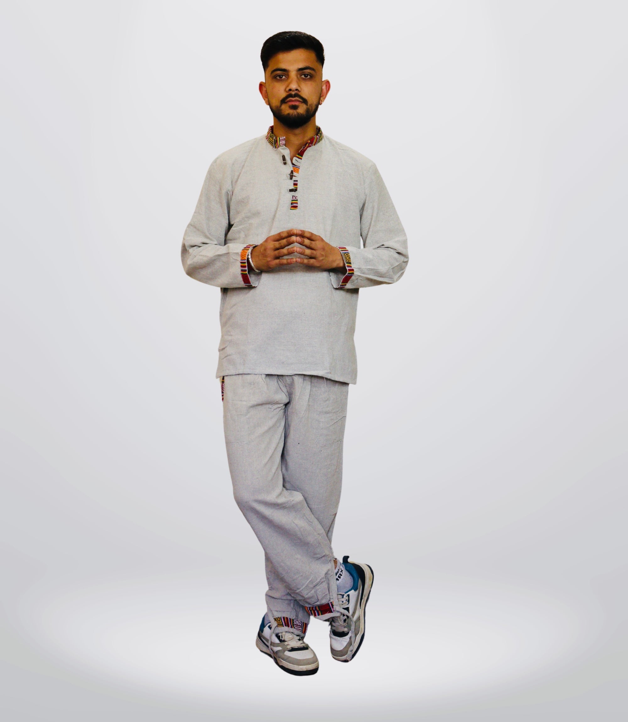 Himachali Cotton Kurta - Pajama - Grey