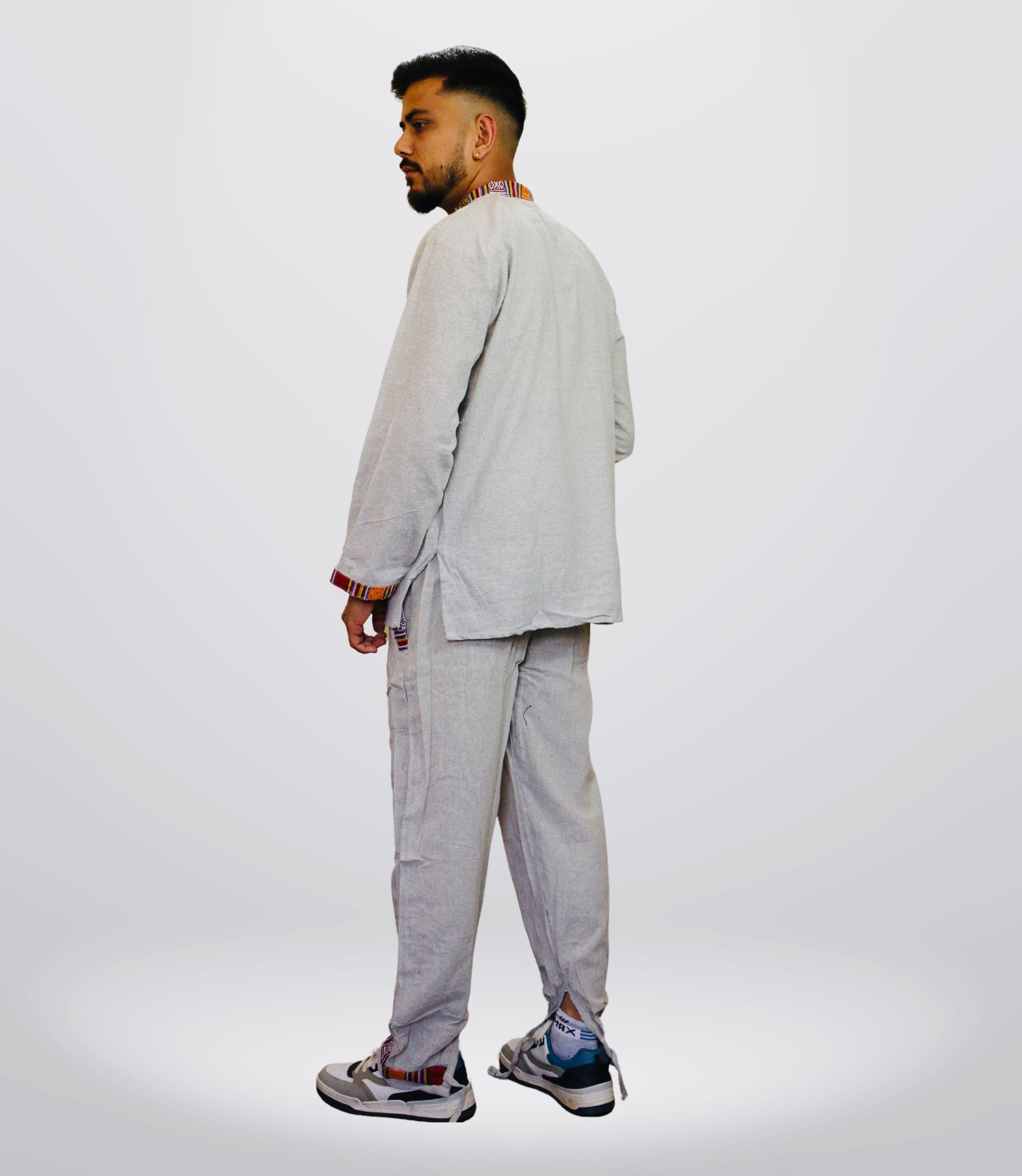 Himachali Cotton Kurta - Pajama - Grey