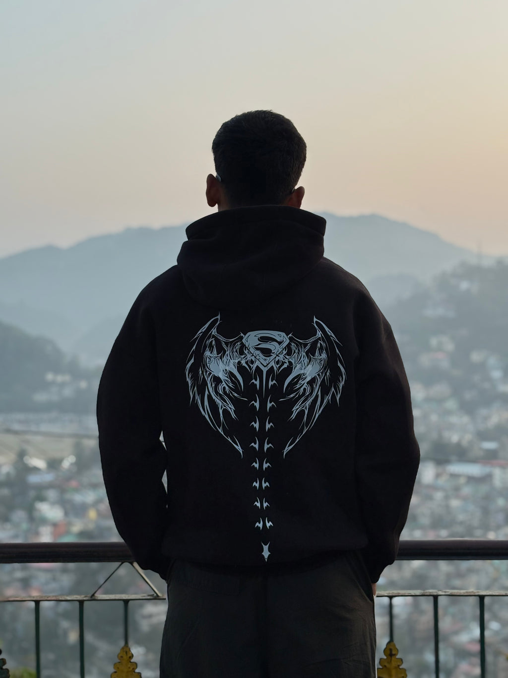 Shadow Wings Premium Oversized Hoodie  - Black