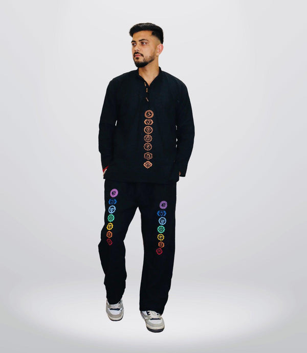 CHAKRA KURTA PAJAMA SET - Black OLD