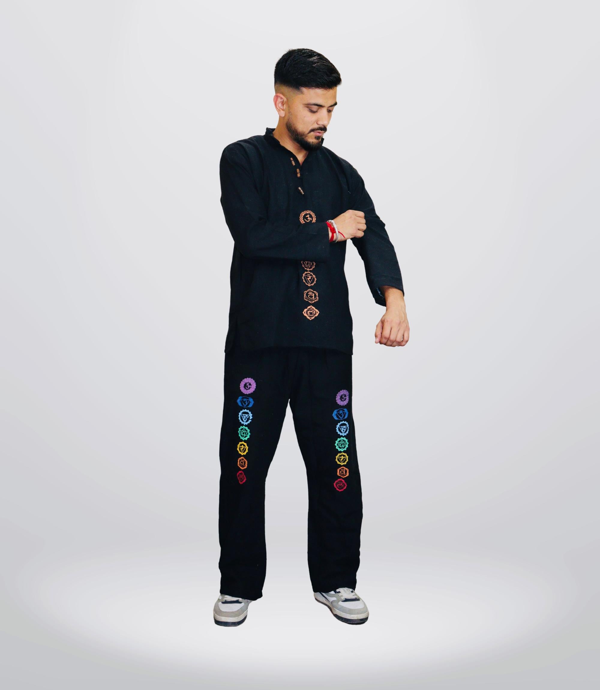 CHAKRA KURTA PAJAMA SET - Black OLD