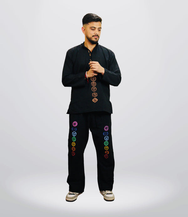 CHAKRA KURTA PAJAMA SET - Black OLD