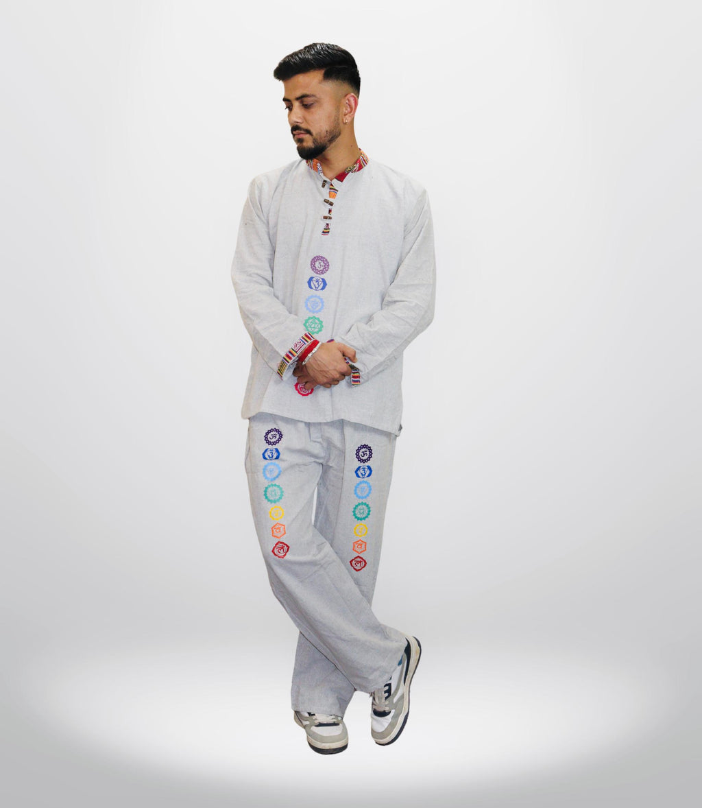 7 CHAKRA KURTA PAJAMA SET - GREY OLD