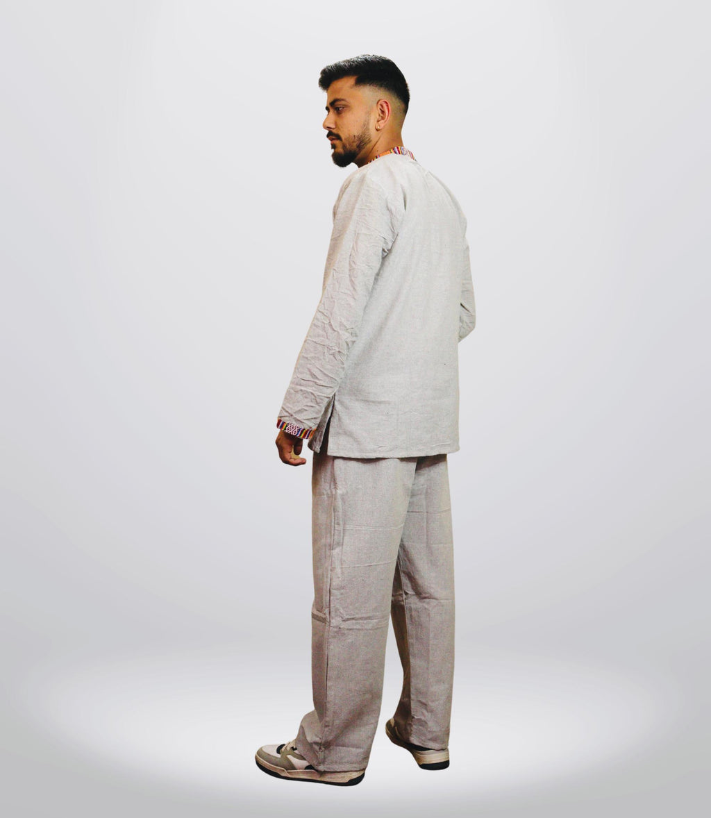 7 CHAKRA KURTA PAJAMA SET - GREY OLD