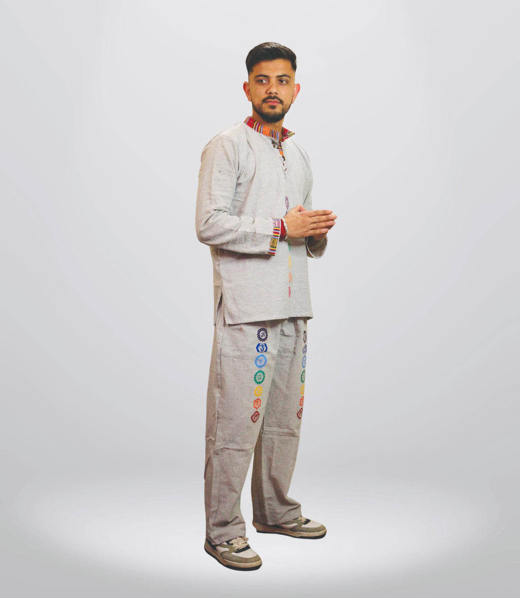 7 CHAKRA KURTA PAJAMA SET - GREY OLD