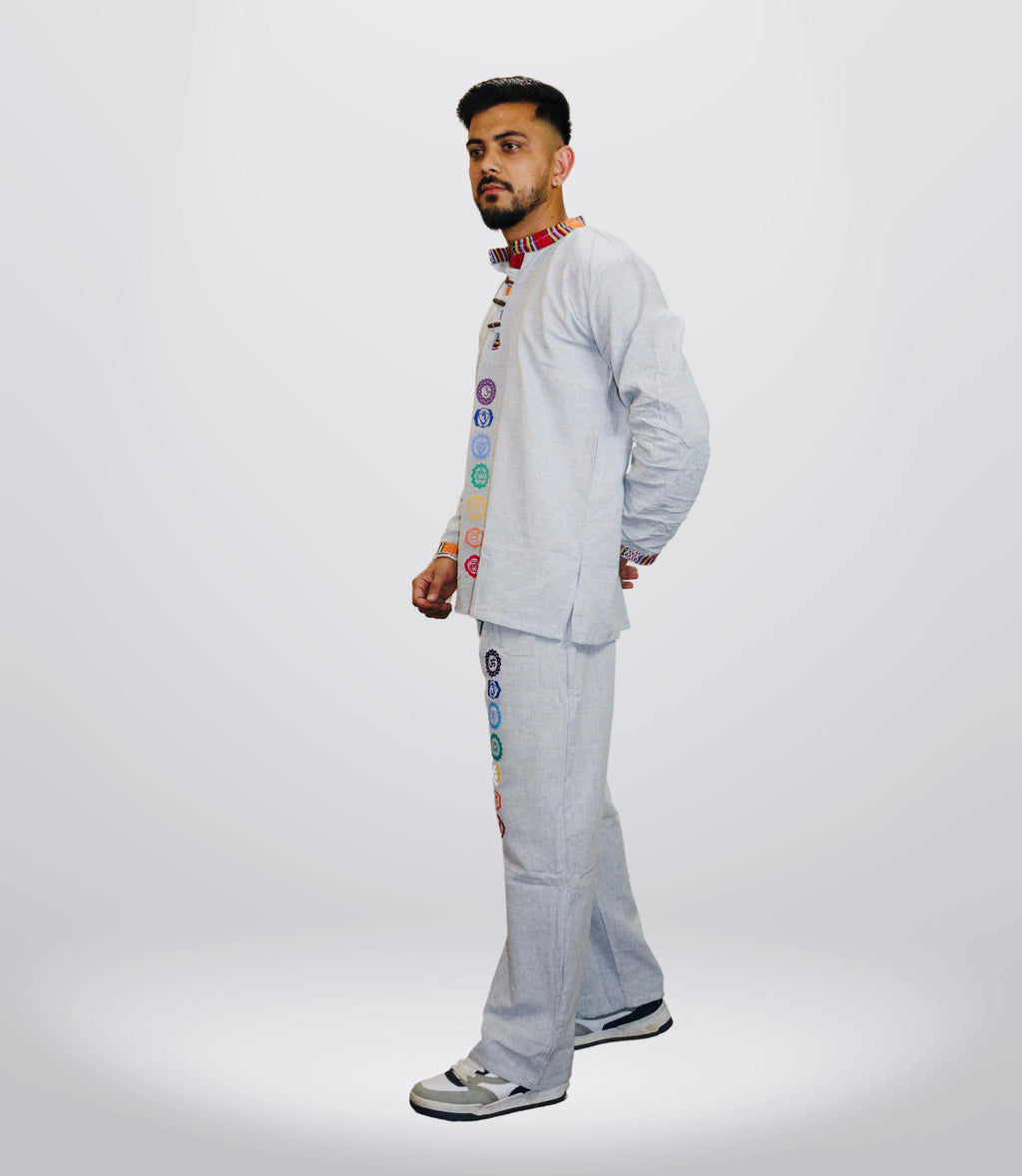 7 CHAKRA KURTA PAJAMA SET - GREY OLD
