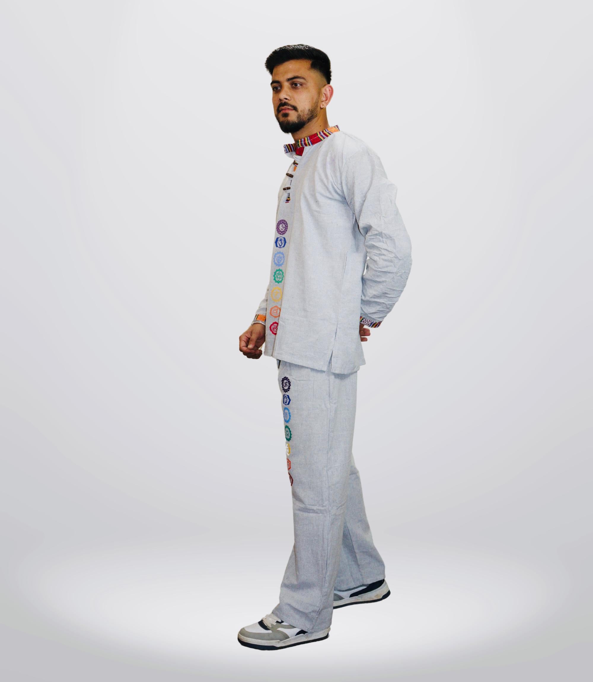 7 CHAKRA KURTA PAJAMA SET - GREY OLD