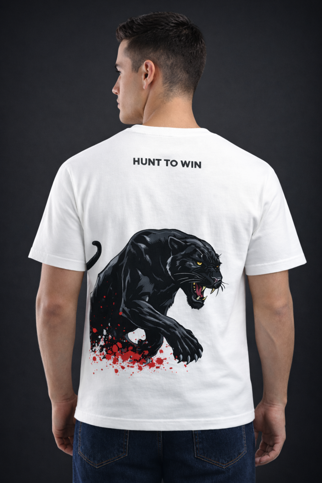 HUNT TO WIN  Regular Fit Printed T-Shirt-White